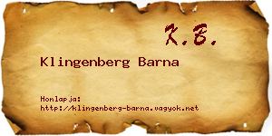 Klingenberg Barna névjegykártya
